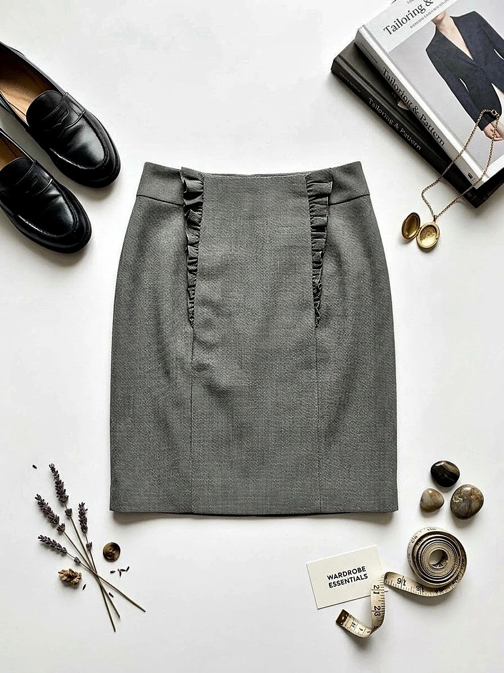 Girls from Savoy by Anthropologie Wool Blend Gray Herringbone Ruffle Skirt